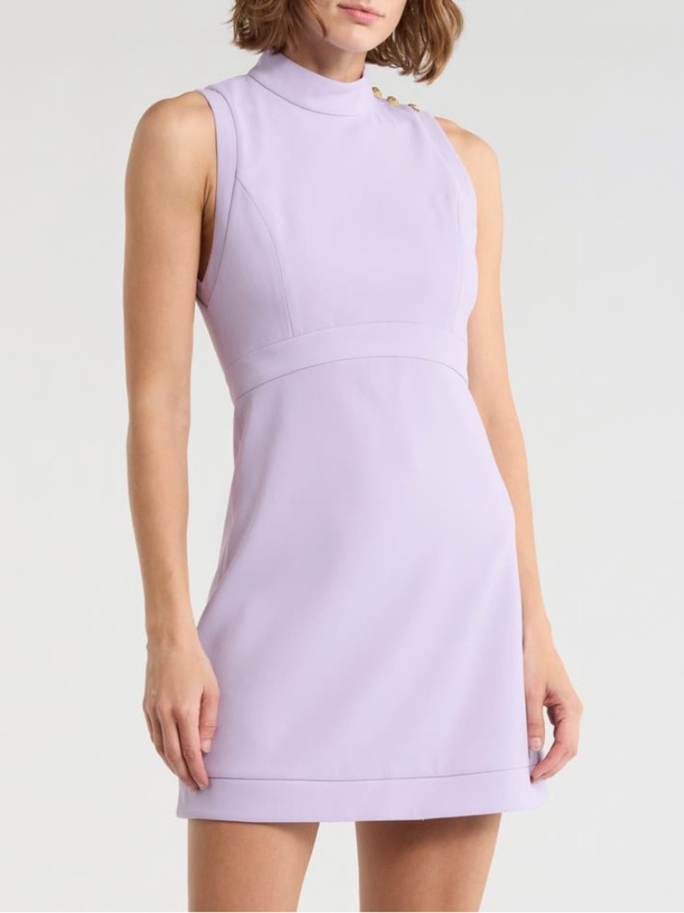 ‼️NEW Alice + Olivia Victoria Mock Neck Sleeveless Fit & Flare Purple Mini Dress